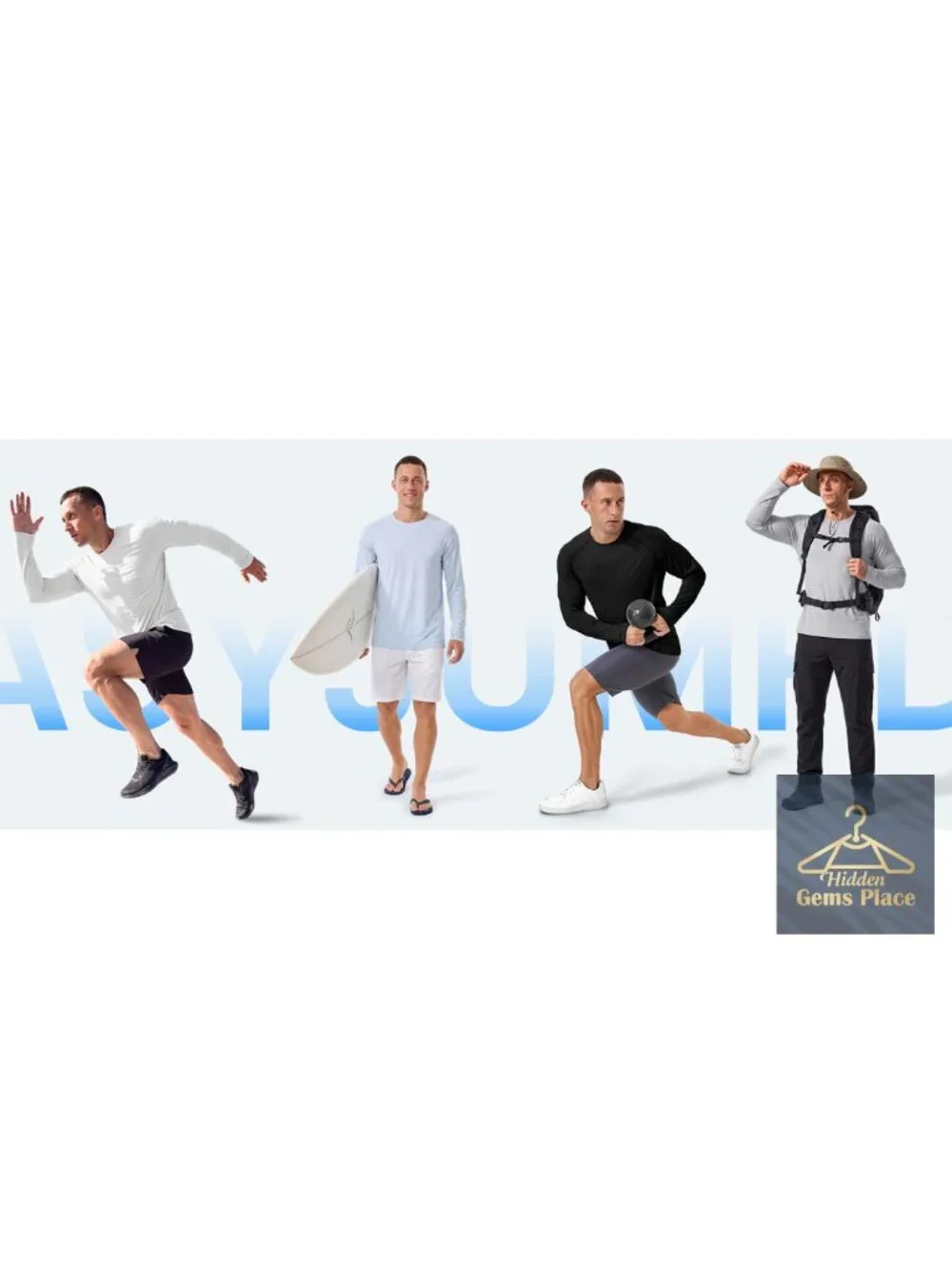 UPF 50+ Long Sleeve Rash Guard Shirts Men's Sun Protection Fishing Hiking
